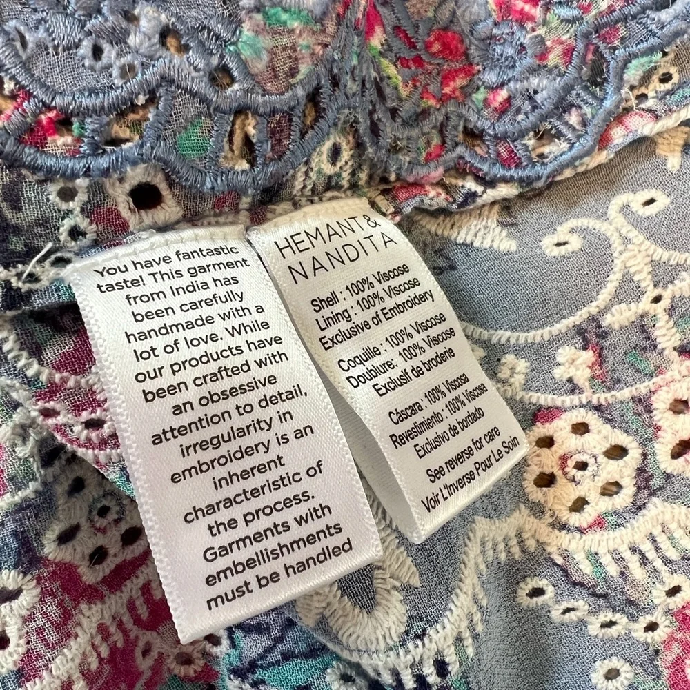 HEMANT & NANDITA Vibrant Pink and Blue One-Shoulder Mini Dress - Picture 8 of 12